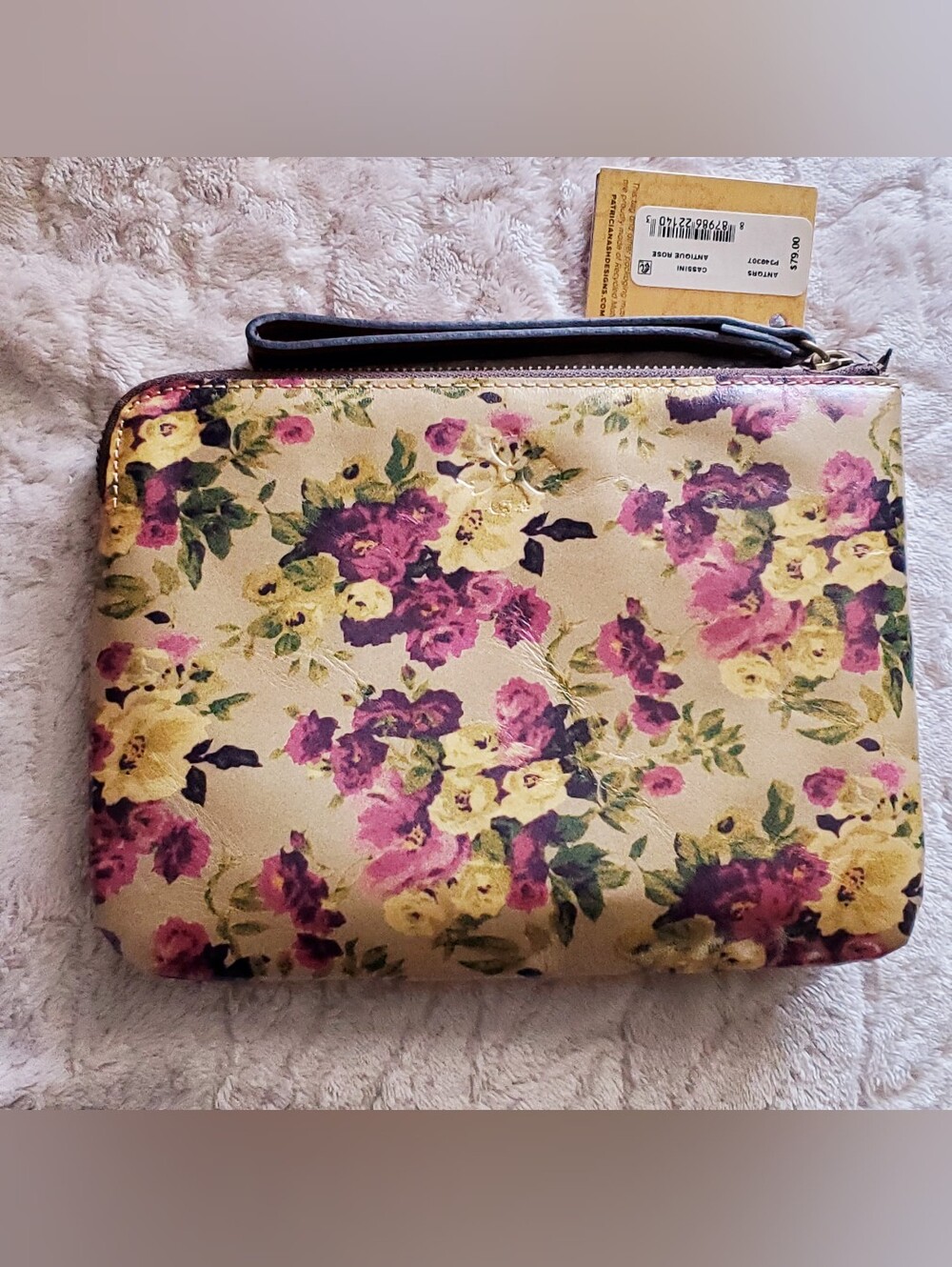 New Patricia Nash Cassini Antique Rose Large Leather Wristlet